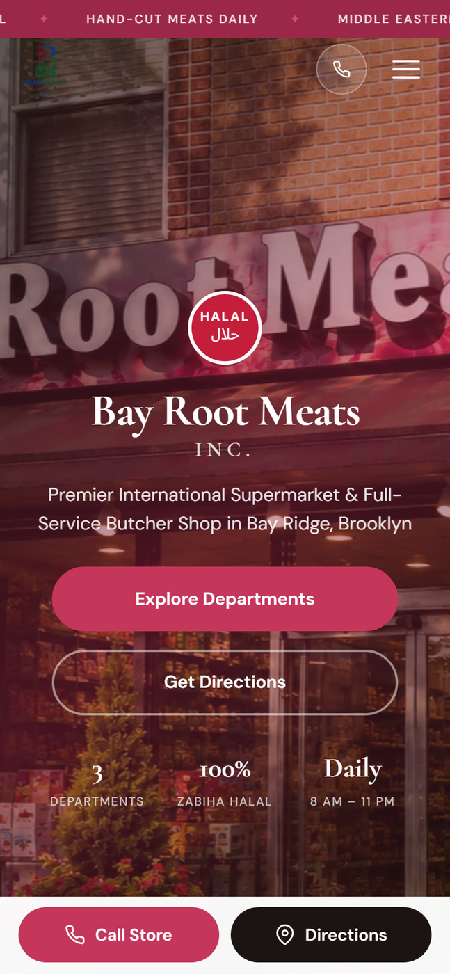 Bay Root Meats — mobile experience built by Ascendra