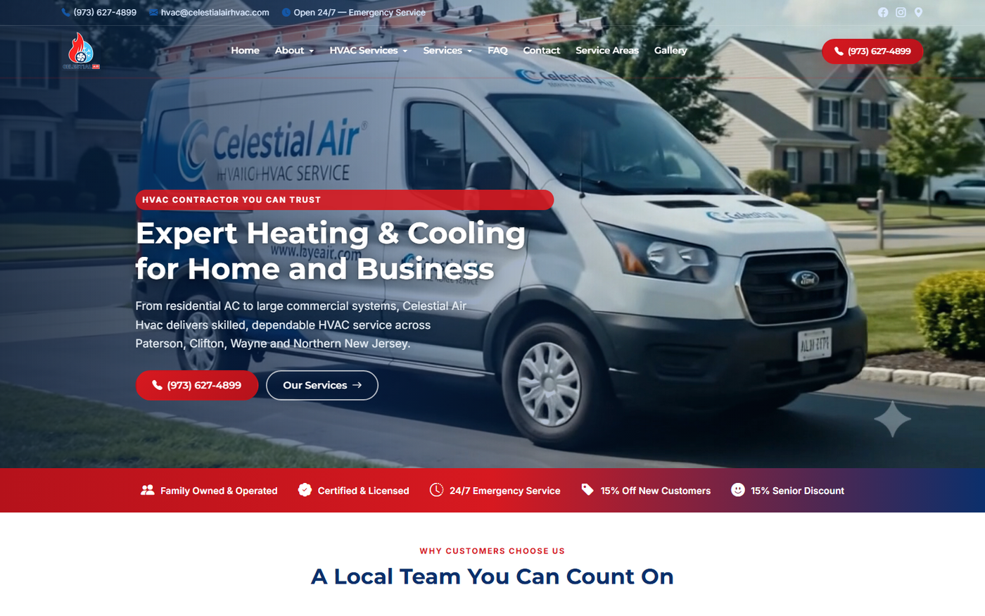 Celestial Air HVAC — website built by Ascendra
